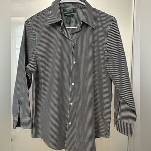 Lauren Ralph Lauren Black and White Striped Blouse